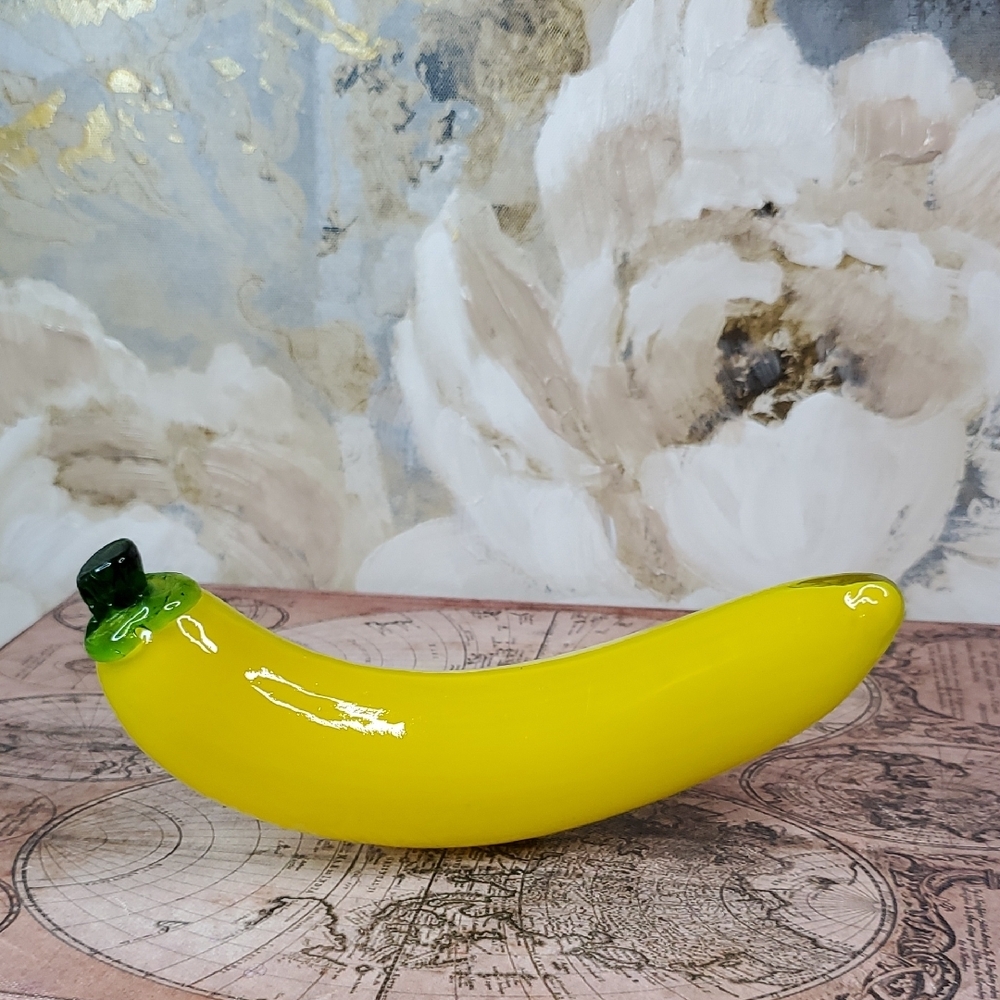 Vibrant Yellow Glass Banana Decor Fruit Bowl Filler Paperweight